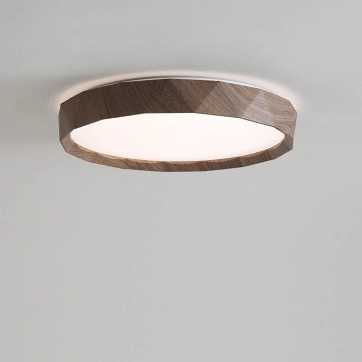 Lámpara de techo nórdica de color nogal, retro y minimalista, circular y minimalista, con protección ocular para dormitorio.