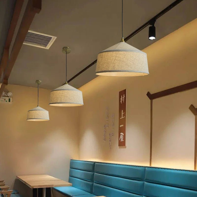 Suspension luminaire incandescente en tissus blanc ou noir