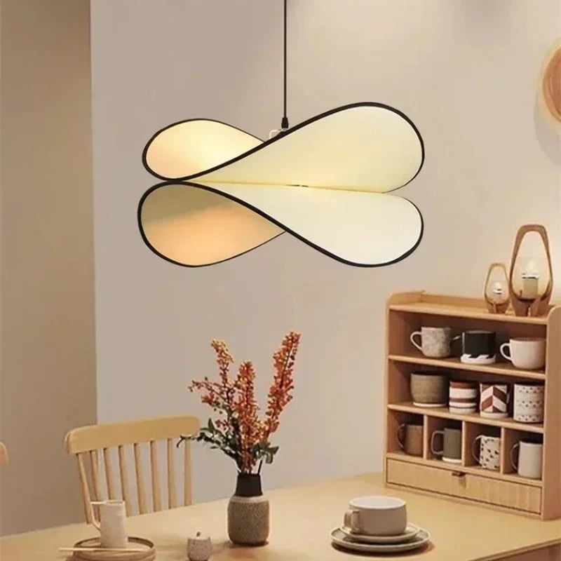 Lámparas de araña nórdicas creativas para salón, lustre, decoración moderna para el hogar, tela de color crema, lámpara LED, luces colgantes para sala de estar, comedor y dormitorio