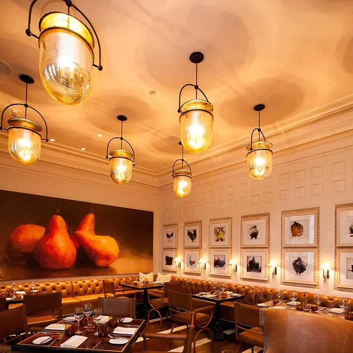 Lámpara colgante de cristal escandinavo, lámpara de techo vintage para comedor, bar y dormitorio.