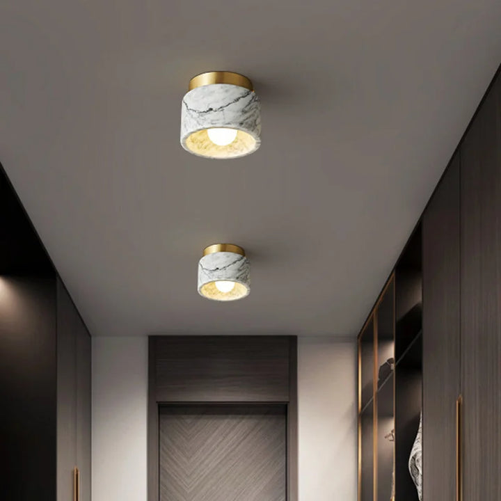Lámpara de techo de mármol italiano para sala de estar, dormitorio, pasillo, piedra blanca y verde de lujo