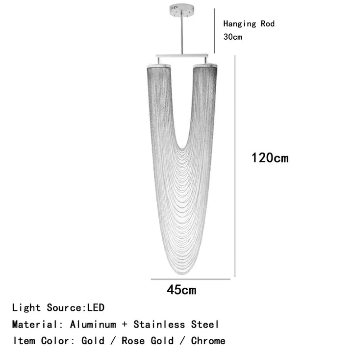 Lámparas de araña Larose con borlas de metal estilo bohemio, diseño lujoso de oro rosa, iluminación única para escalera de cocina y sala de estar.