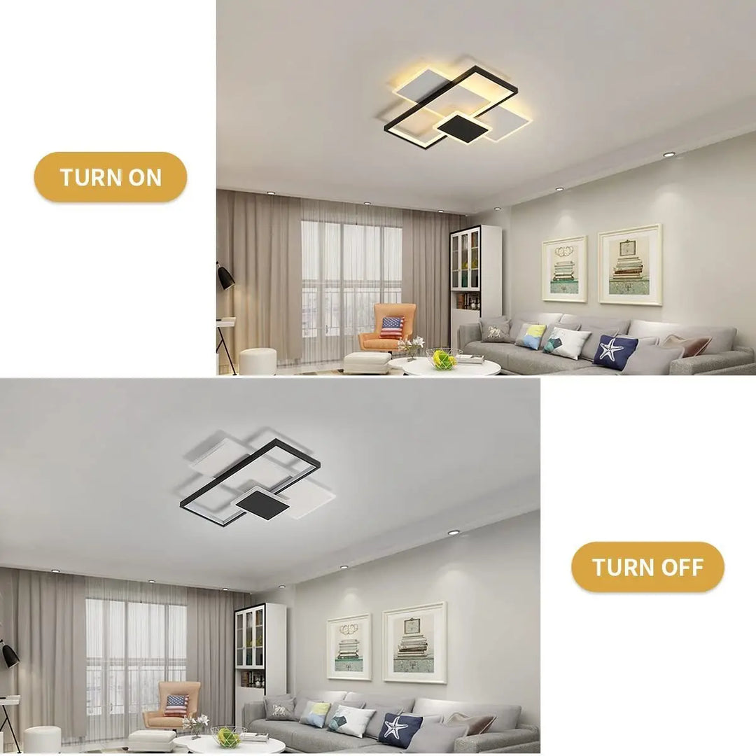 Lámpara de techo LED moderna, regulable (2700 K-6500 K) con control remoto, color blanco y negro, para dormitorio.