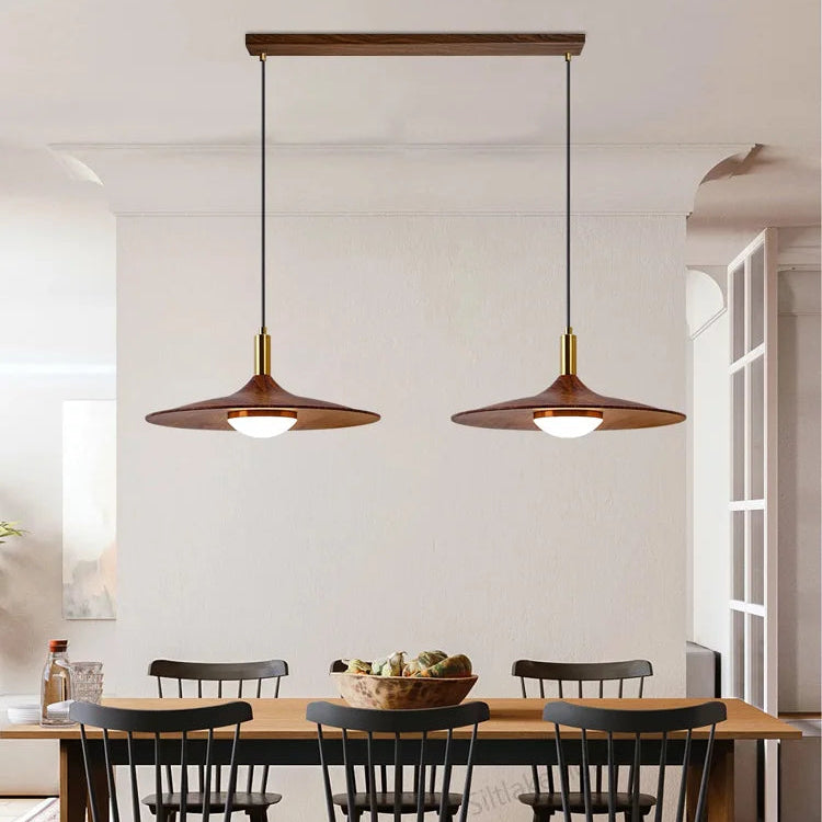 Lámpara de araña de restaurante OVNI, moderna lámpara de diseño minimalista de color nogal para bar, luces de estudio, comedor, dormitorio principal, lámpara colgante