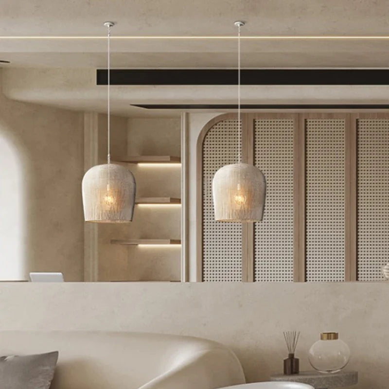 Lámpara colgante de ratán Wabi Sabi para restaurante japonés, hotel, tienda, lámpara de araña para sala de estar, mesita de noche, luz de ambiente para decoración del hogar