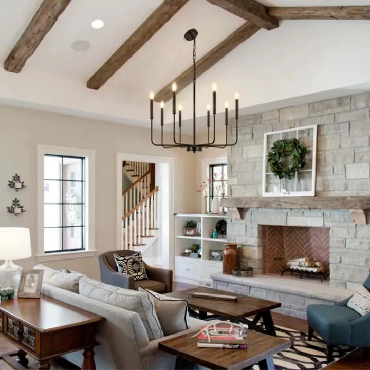 Lámpara de araña de hierro estilo retro americano con forma de vela ramificada, ideal para bar, restaurante y dormitorio, lámpara minimalista para cafetería.