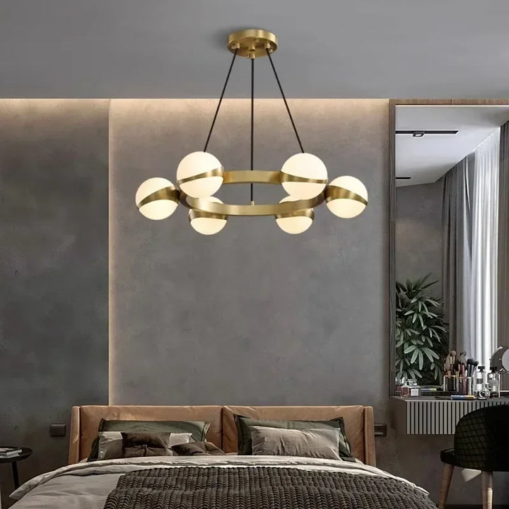 Lámpara colgante LED de bola de cristal creativa nórdica para sala de estar, comedor, restaurante, cocina, mesa de comida, lámpara de araña de diseño brillante