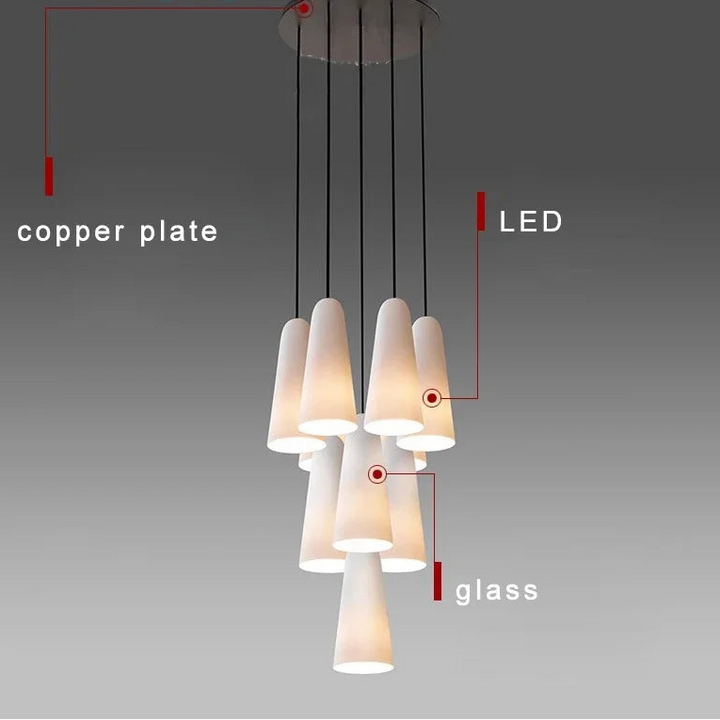 Obtenga esta lámpara de techo con copa de vidrio blanco para crear un ambiente elegante en su habitación. Lámpara colgante de lujo nórdica para sala de estar.