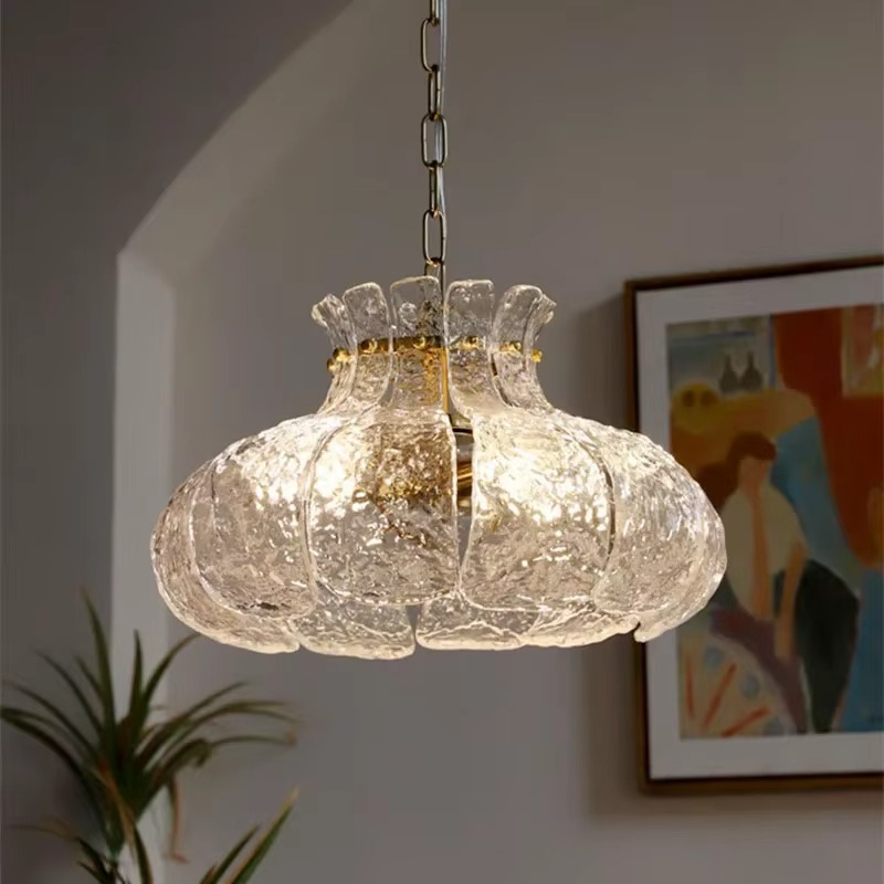 Lámpara de diseño nórdico con efecto de fusión de hielo, cristal retro, estilo francés, para comedor, dormitorio americano, decoración del hogar, candelabro medieval LED.