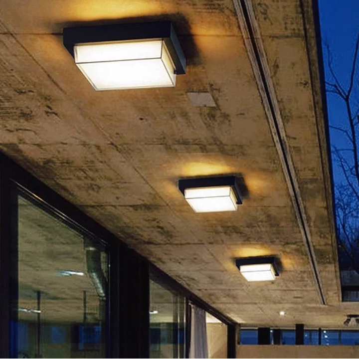 Lámpara de techo LED cuadrada para exteriores, apliques impermeables de superficie para baño, porche, jardín, iluminación de pared exterior, 110/220 V