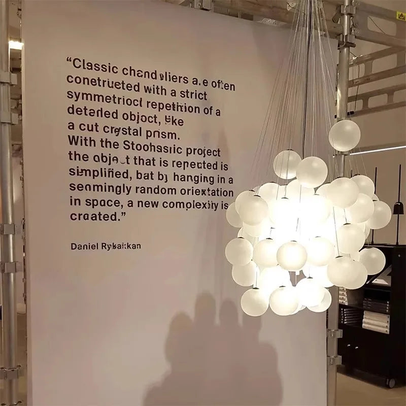 Lámpara nórdica de cristal con forma de globo, moderna, minimalista, para escalera, para sala de estar, comedor, decoración del hogar, luz colgante LED