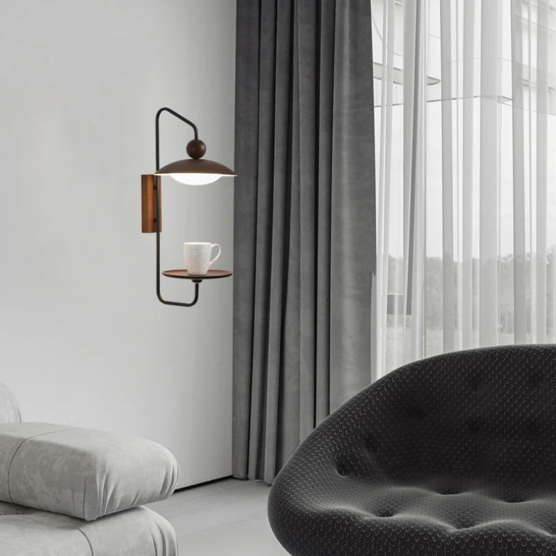 Lámpara de pared LED moderna y práctica de metal negro para sala de estar, dormitorio, aplique creativo, lámpara Art Deco