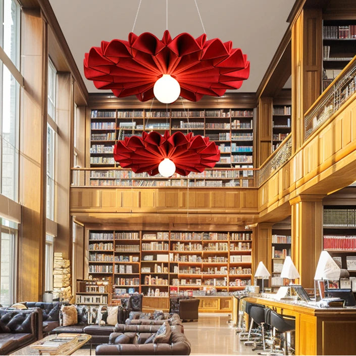 Lámpara de techo acústica inspirada en girasoles, lámpara colgante de fieltro que absorbe el sonido, soporte E27 para sala de estar, restaurantes y decoración.