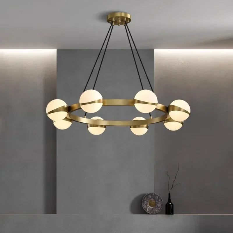 Lámpara colgante LED de bola de cristal creativa nórdica para sala de estar, comedor, restaurante, cocina, mesa de comida, lámpara de araña de diseño brillante
