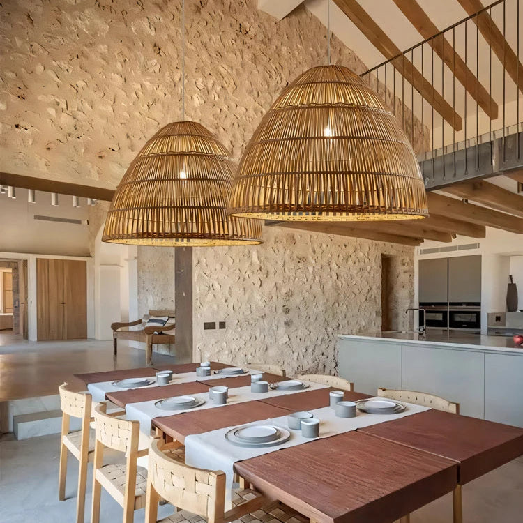 Suspension en bambou tressé design naturel bohème