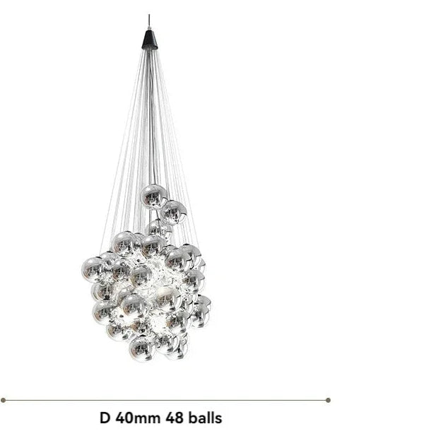 Lámpara nórdica de cristal con forma de globo, moderna, minimalista, para escalera, para sala de estar, comedor, decoración del hogar, luz colgante LED