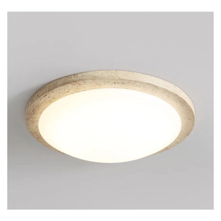 Lámpara de techo de travertino amarillo nórdico, luz LED redonda, lámpara de piedra wabi sabi para sala de estar, restaurante, dormitorio, pasillo, decoración.