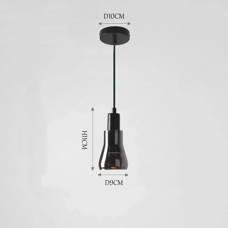 Lámpara de araña LED moderna minimalista de cristal gris ahumado para restaurante, bar, dormitorio, mesita de noche, lámpara colgante de un solo cabezal, iluminación interior, decoración