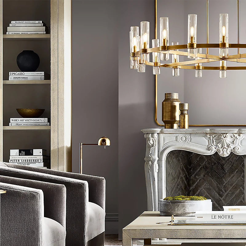 Luminarias minimalistas de cristal transparente para salón de estilo posmoderno y lujoso. Decoración para hoteles, restaurantes y hoteles privados (E14).