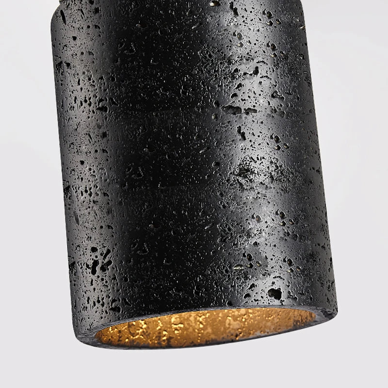 Lámpara de techo premium de diseño creativo de piedra natural negra para balcón, pasillo, escalera, iluminación LED, sala Wabi Sabi, restaurante