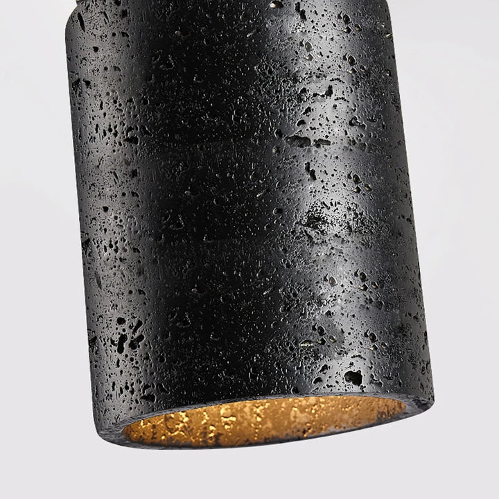 Lámpara de techo premium de diseño creativo de piedra natural negra para balcón, pasillo, escalera, iluminación LED, sala Wabi Sabi, restaurante