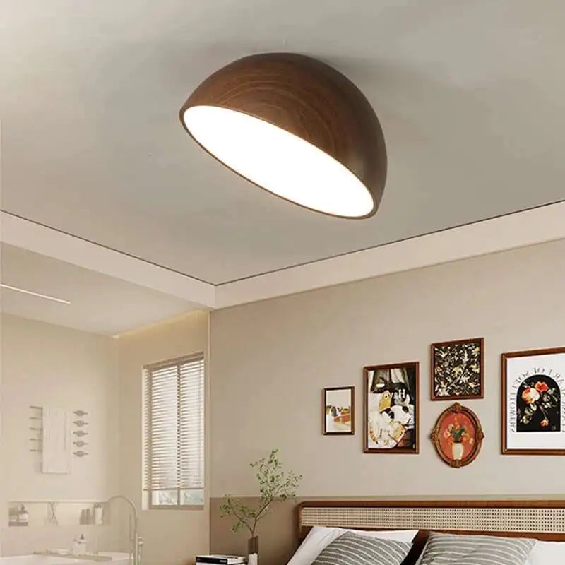 Lámpara de techo LED de nogal retro de espectro completo con protección ocular para dormitorio, vestíbulo de entrada, pasillo, accesorio de iluminación, nueva lámpara de araña