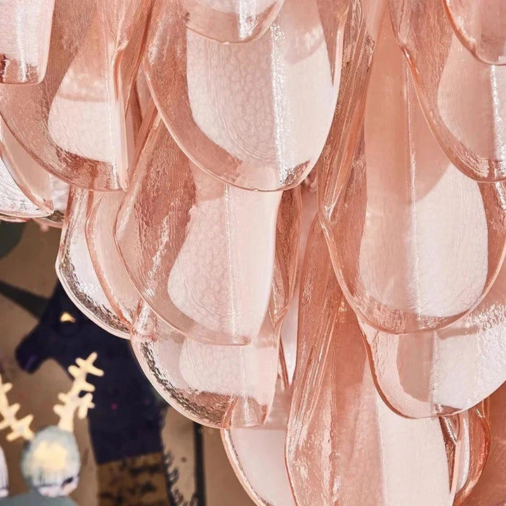 Lámpara de araña francesa retro hecha a mano de cristal con pétalos de rosa, estilo medieval americano, de lujo, para sala de estar, comedor y bar.