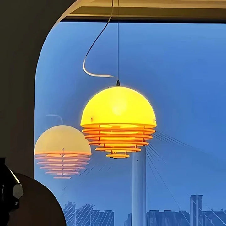 Lámpara de techo nórdica creativa naranja con diseño de atardecer para restaurante, 30 cm, para sala de estar, isla, terraza, E27