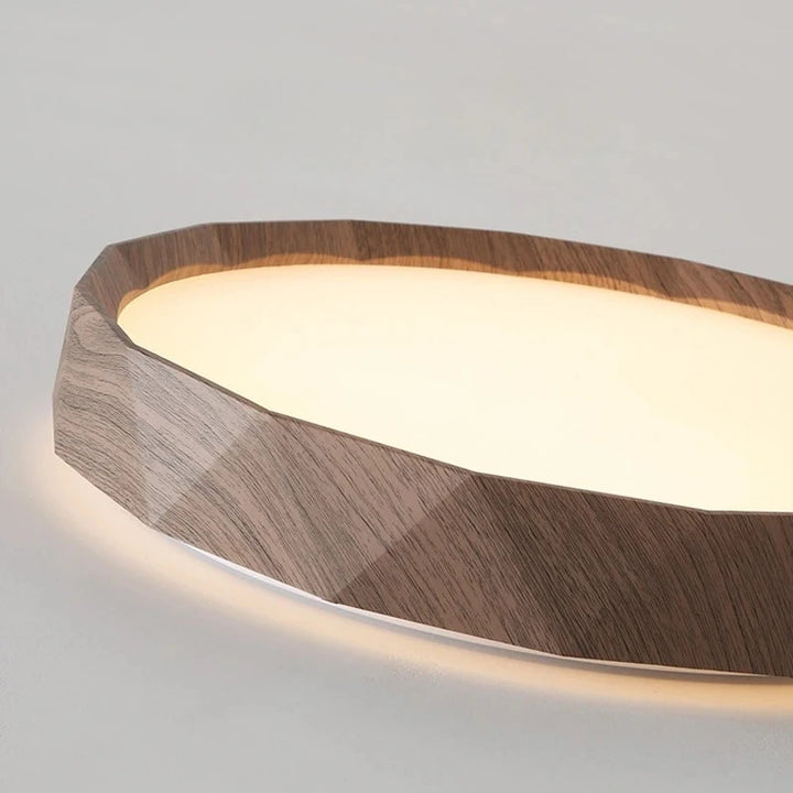 Lámpara de techo nórdica de color nogal, retro y minimalista, circular y minimalista, con protección ocular para dormitorio.