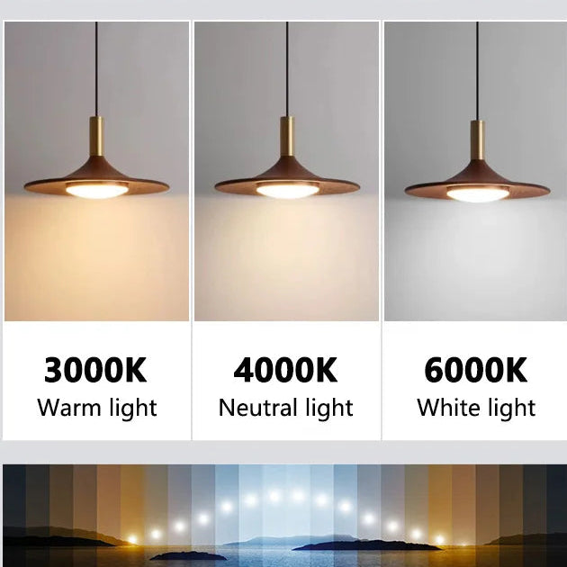 Lámpara de araña de restaurante OVNI, moderna lámpara de diseño minimalista de color nogal para bar, luces de estudio, comedor, dormitorio principal, lámpara colgante