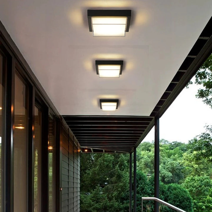 Lámpara de techo LED cuadrada para exteriores, apliques impermeables de superficie para baño, porche, jardín, iluminación de pared exterior, 110/220 V