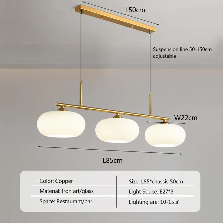 Lámpara colgante escultural 2025 LED de cristal blanco lechoso para sala de estar, comedor, lámpara de caqui, decoración medieval para dormitorio.