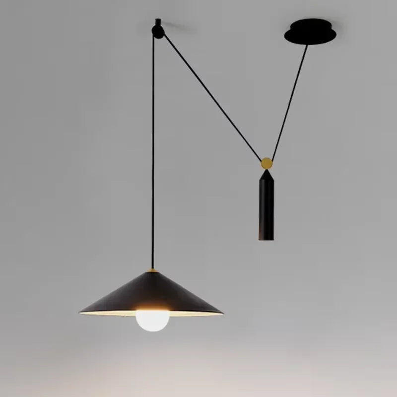 Lámpara colgante nórdica negra extraíble, lámpara de cono LED minimalista, lámpara de suspensión para restaurante, lámpara de comedor LED con personalidad para cocina