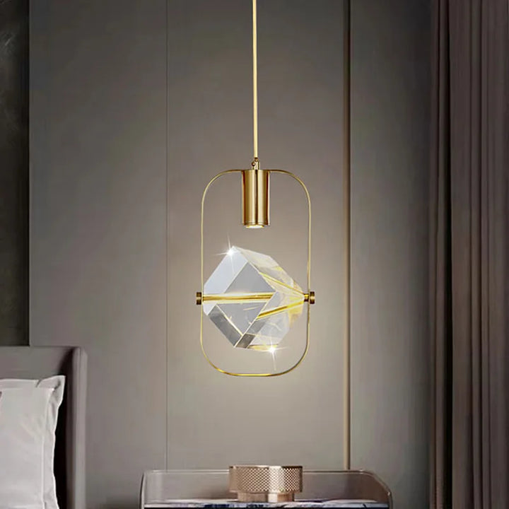 Lámpara colgante nórdica de lujo para dormitorio, mesita de noche, restaurante, bar, iluminación colgante, lámpara de araña pequeña con LED de cristal de diamante