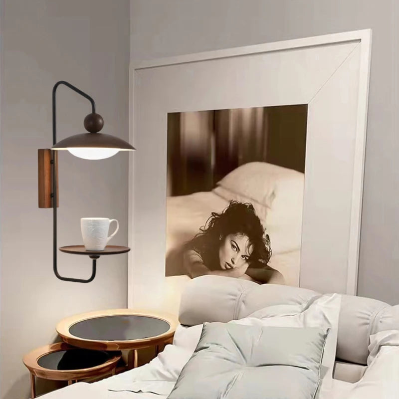 Lámpara de pared LED moderna y práctica de metal negro para sala de estar, dormitorio, aplique creativo, lámpara Art Deco