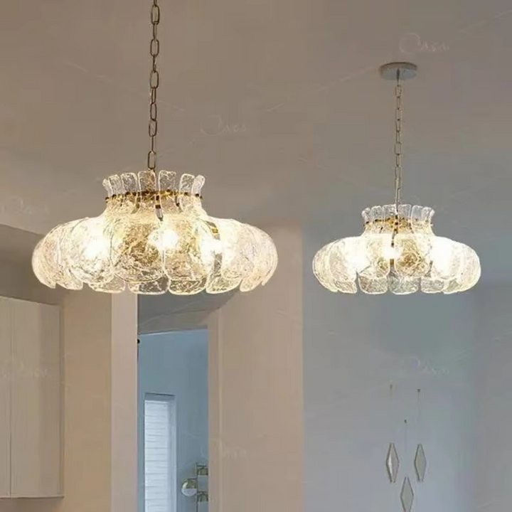 Lámpara de diseño nórdico con efecto de fusión de hielo, cristal retro, estilo francés, para comedor, dormitorio americano, decoración del hogar, candelabro medieval LED.