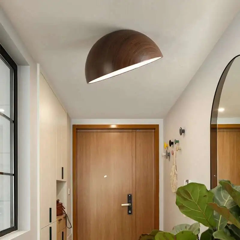 Lámpara de techo LED de nogal retro de espectro completo con protección ocular para dormitorio, vestíbulo de entrada, pasillo, accesorio de iluminación, nueva lámpara de araña