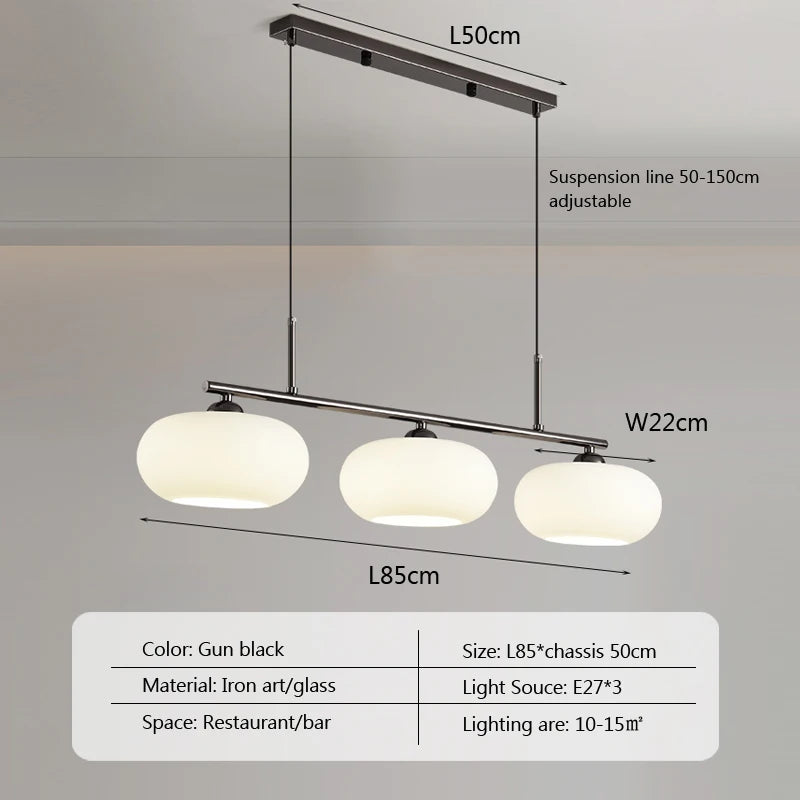 Lámpara colgante escultural 2025 LED de cristal blanco lechoso para sala de estar, comedor, lámpara de caqui, decoración medieval para dormitorio.