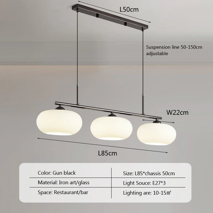 Lámpara colgante escultural 2025 LED de cristal blanco lechoso para sala de estar, comedor, lámpara de caqui, decoración medieval para dormitorio.