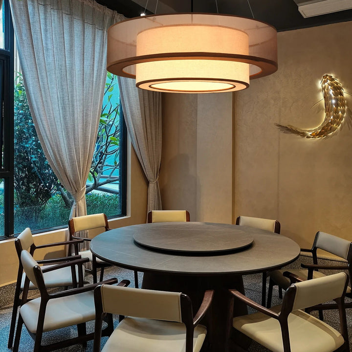 Lámpara colgante LED de seda de tela de lujo estilo chino moderno para alojamiento familiar, lámpara forjada para vestíbulo de hotel, decoración del hogar, candelabro