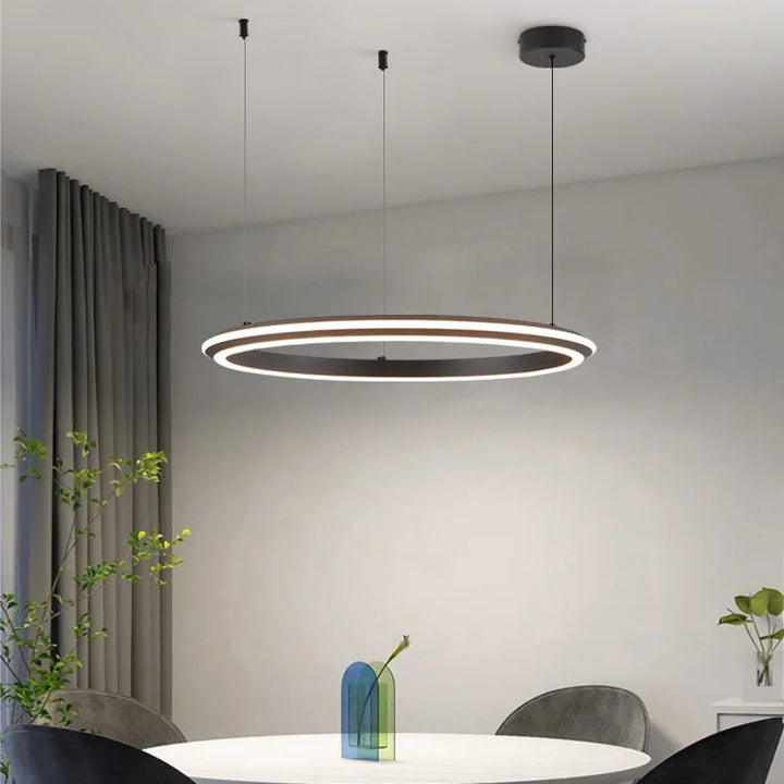 Lámpara de araña moderna y sencilla para sala de estar, con anillo LED, para dormitorio principal, bar, isla, mesa, restaurante, luces colgantes para cocina