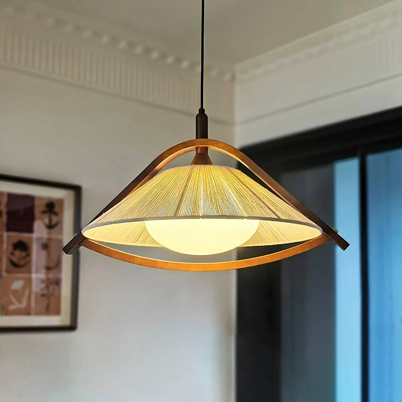 Lámpara colgante E27 de madera estilo retro japonés Wabi Sabi para sala de estar, dormitorio, restaurante, decoración del hogar, lámparas de araña hechas a mano.