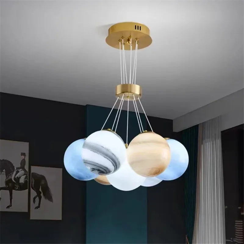 Nordic Round Glass Lamp Ball Postmodern Restaurant Bedroom Living Room Chandeliers Home Decoration Lusters Luminaires