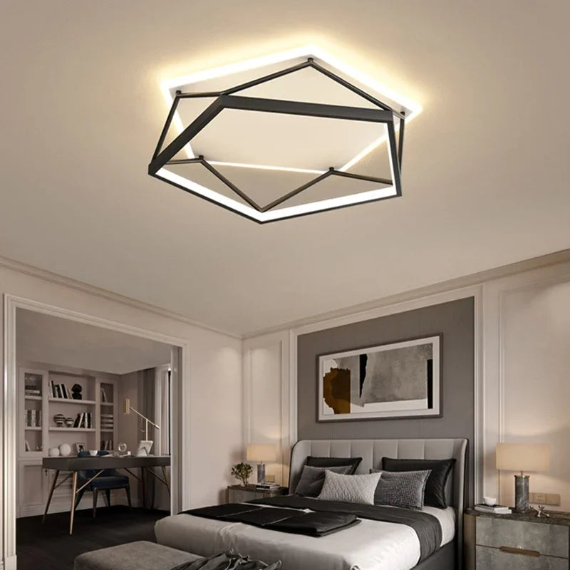 Lámpara colgante LED moderna para sala de estar, dormitorio, luz de techo cuadrada, redonda, industrial, iluminación decorativa para interiores