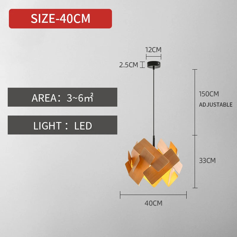 Lámpara colgante LED minimalista nórdica para dormitorio, lámpara de bar para restaurante, lámpara de diseño moderno, lámpara de araña pequeña de madera para decoración.
