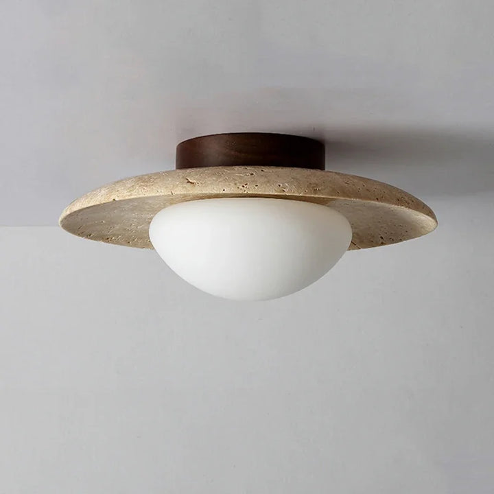 Lámpara de techo de piedra natural japonesa Wabi Sabi, color crema, para porche, balcón, iluminación moderna, estilo nuevo, con forma de disco fresco, decoración del hogar.