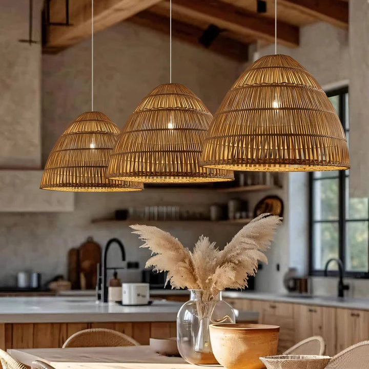 Suspension en bambou tressé design naturel bohème