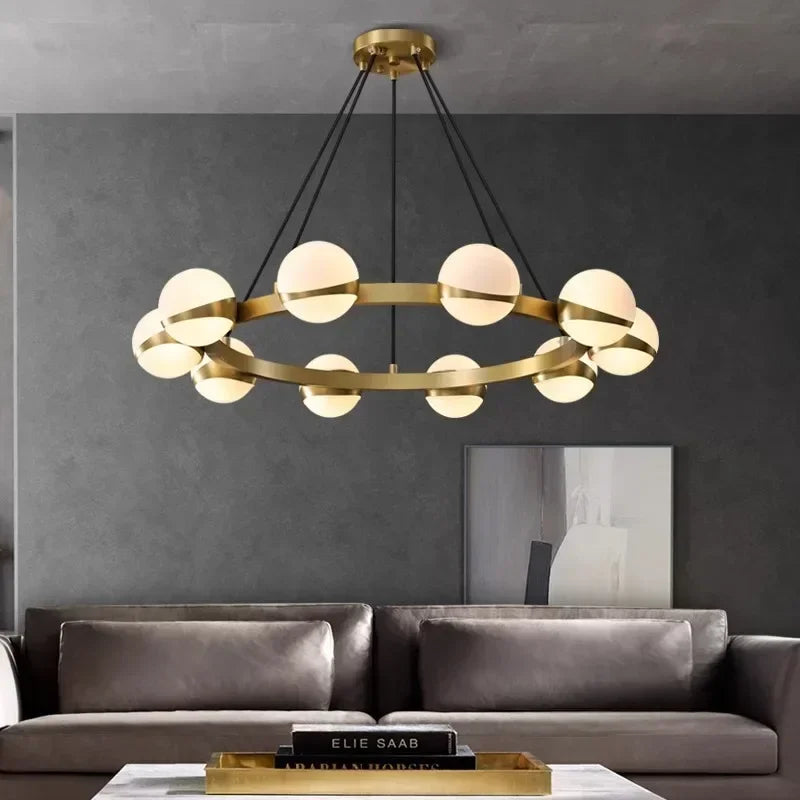 Lámpara colgante LED de bola de cristal creativa nórdica para sala de estar, comedor, restaurante, cocina, mesa de comida, lámpara de araña de diseño brillante