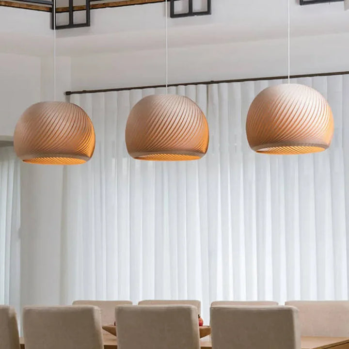 Lámpara colgante Vayehi de madera con forma de bola redonda nórdica, ideal para sala de estar, dormitorio y mesita de noche. Lámpara colgante de madera LED.