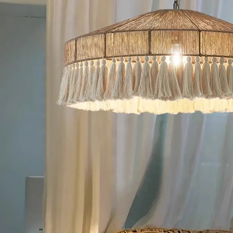 Lámpara colgante retro bohemia de cuerda de cáñamo nórdica, hecha a mano, para sala de estar, dormitorio, restaurante, decoración del hogar